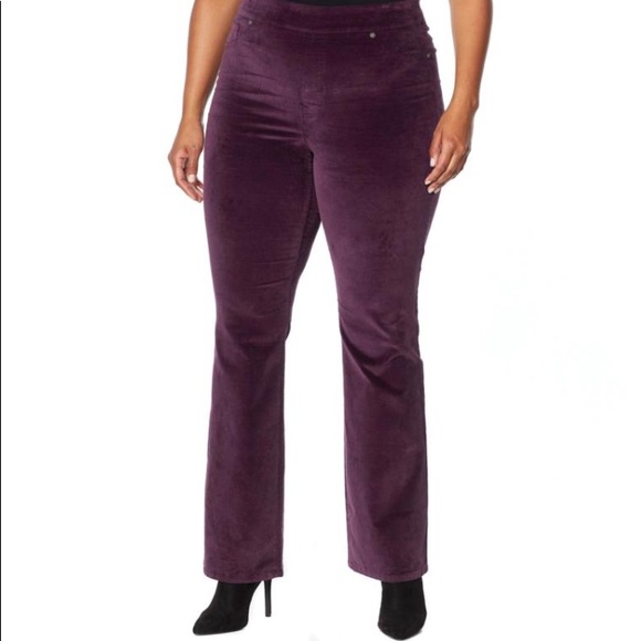 DG2 Diane Gilman Purple Velvet Bootcut Pants. - Picture 1 of 7